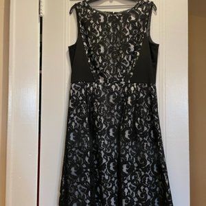 CK Calvin Klein women’s flare black sleeveless lace dress size 12
